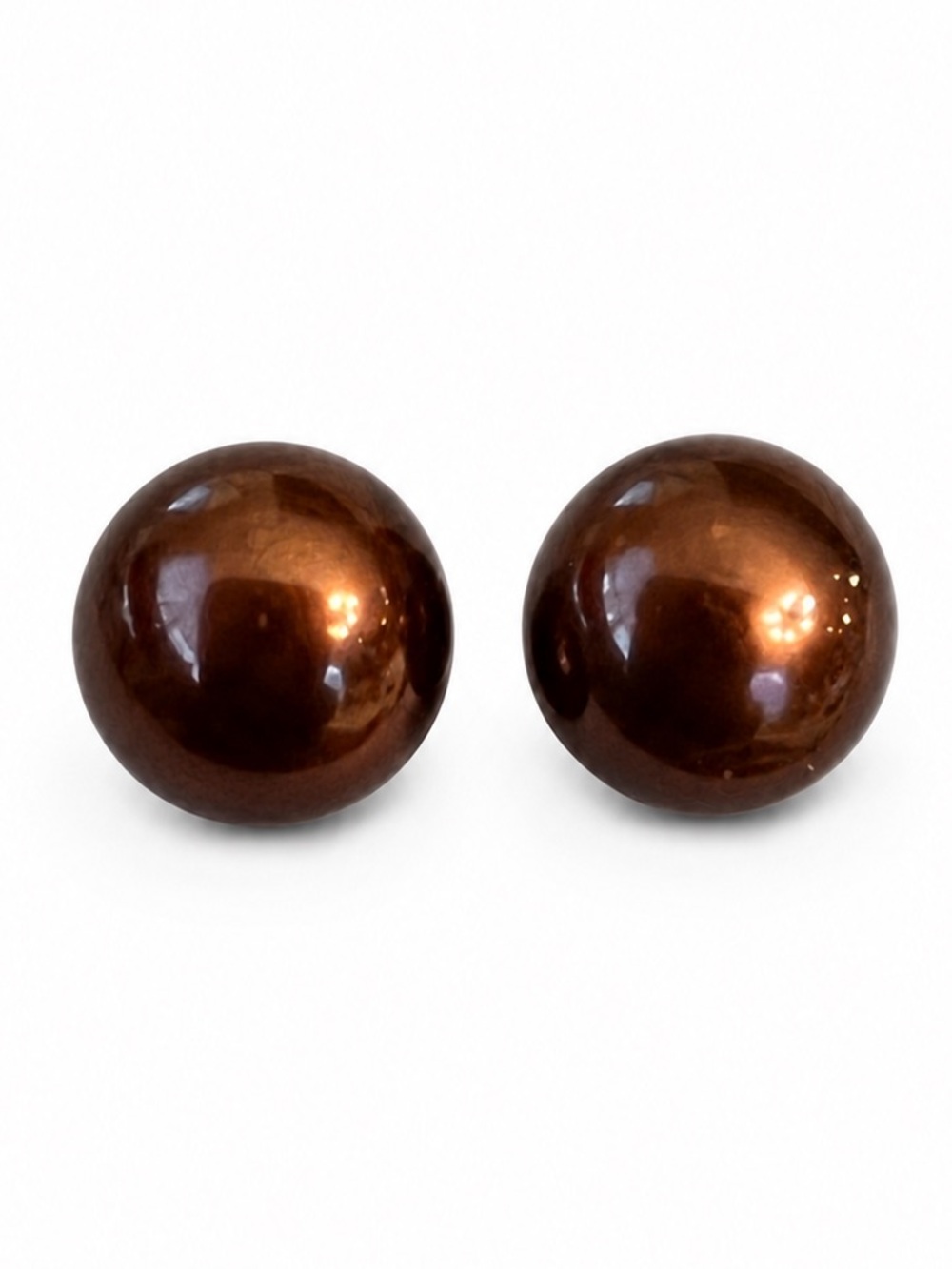 14K yellow gold Tahitian chocolate button pearls pearl earring studs